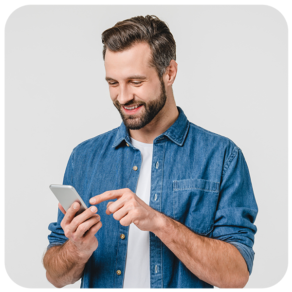 man checking app on smartphone