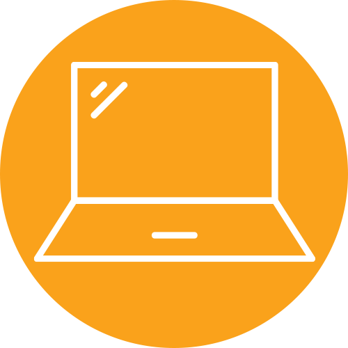 laptop icon in a gold circle laptop icon in a gold circle