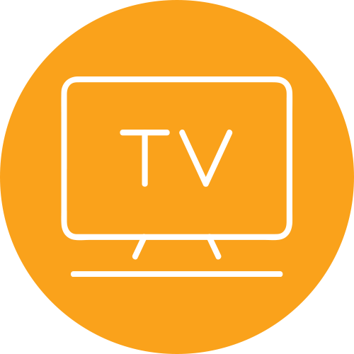 tv icon in a gold circle tv icon in a gold circle